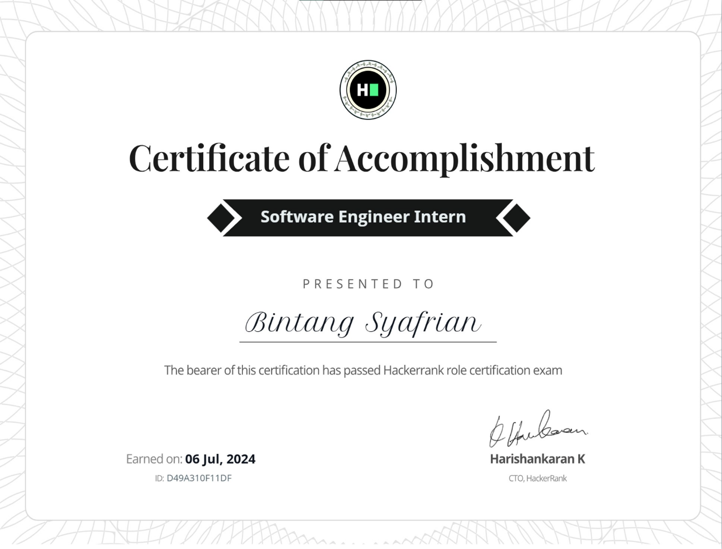 HackerRank SWE Intern